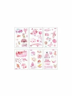 Perlesmania S11006609 PAX 1 Set De 6 Planches De Stickers Teinte Rose Pour Customisation Et Scrapbooking