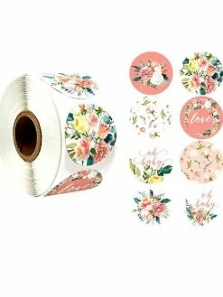 Perlesmania S11656831 PAX 1 Rouleau De 500 Stickers Fleuri 25mm Pour Customisation Boite Cadeaux Et Scrapbooking