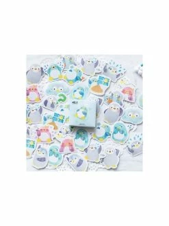 Perlesmania S117448 PAX Boite De 45 Stickers Pingouin 44mm Pour Customisation Et Scrapbooking