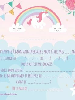 CLAIREFONTAINE Set Cartons D'invitation - Licorne - 8 Pièces -V-Zug shop set cartons dinvitation licorne 8 pieces p 4