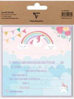 CLAIREFONTAINE Set Cartons D'invitation - Licorne - 8 Pièces -V-Zug shop set cartons dinvitation licorne 8 pieces p 6