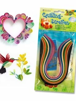 FOLIA Set De 280 Bandelettes De Papier Quilling, 14 Couleurs Assorties, 4mm+8mm, Longueur 34,5cm