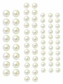 Efco Set De 72 Demi-perles Autocollantes Crème Nacrées, Diamètre 3, 5 Et 7 Mm, Pour Scrapbooking