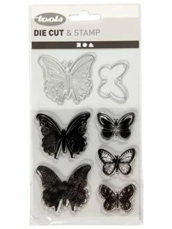 Creativ Company Set De Scrapbooking - Tampons Transparents, Matrices De Coupe Et D'embossage - Papillons - 8 Pcs