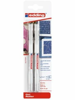 Set De Stylos Roller Gel Edding 2185 - 0,7 Mm - Blanc - 2 Pcs