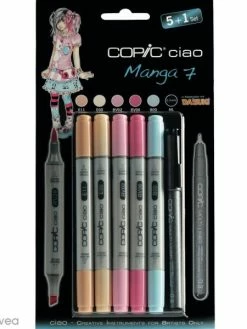 Set Feutres Copic Ciao - Manga N° 7 - 5 Marqueurs Et 1 Feutre Multiliner - 6 Pcs