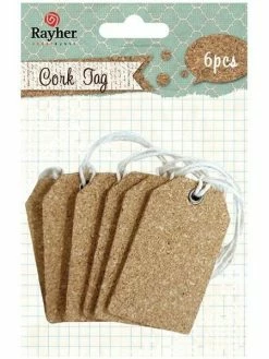 Rayher Six étiquettes En Liège Avec Ficelles