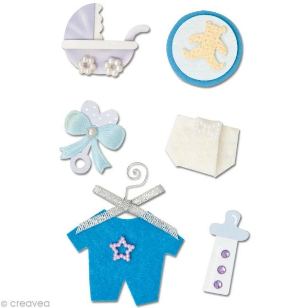 Rico Design Sticker 3D Naissance - Naissance Bleu X 6 1 Rico Design Sticker 3D Naissance - Naissance Bleu X 6