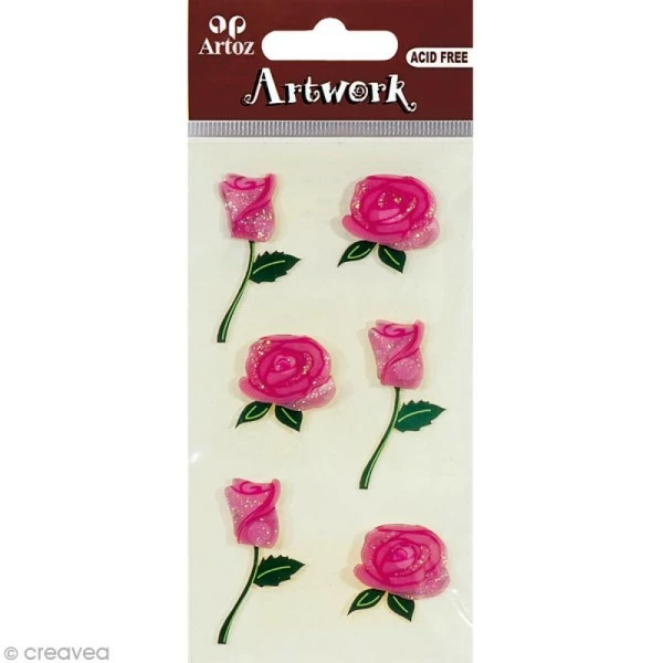 Artoz Sticker 3D - Roses Roses X 6 1 Artoz Sticker 3D - Roses Roses X 6