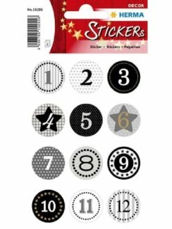 Herma Sticker De Noel "chiffres Calendrier De L'avent" - Noir Pailleté