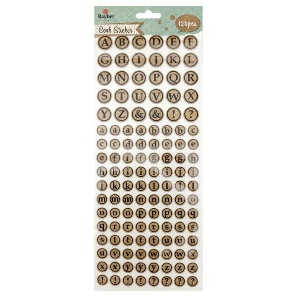 Rayher Sticker En Liège Alphabet, Rond 1 Rayher Sticker En Liège Alphabet, Rond