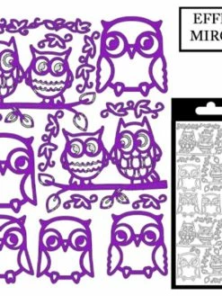 Geca Diffusion Sticker - Hiboux - Violet Effet Miroir