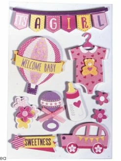Rayher Stickers 3D Bébé Fille - 10 Autocollants