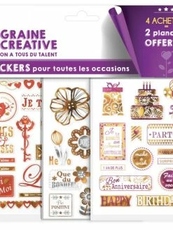 Graine Créative Stickers 3D Effet Métallisé - Pour Toutes Les Occasions - 80 Pcs