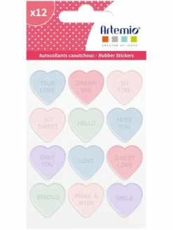 Artemio Stickers 3D En Caoutchouc - Coeur - 12 Pcs