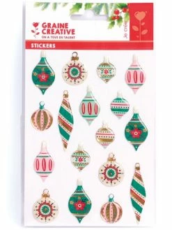 Graine Créative Stickers 3D époxy - Boules De Noël - 17 Pcs