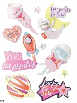 Graine Créative Stickers 3D Galaxie - 1 à 5 Cm - 10 Pcs