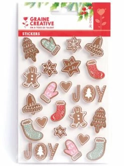 Graine Créative Stickers 3D - Noël Et Pain D'épices - 26 Pcs