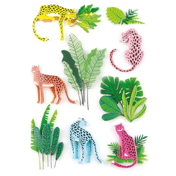 Graine Créative Stickers 3D - Panthère Jungle - 9 Pcs 1 Graine Créative Stickers 3D - Panthère Jungle - 9 Pcs
