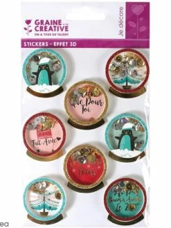 Graine Créative Stickers 3D - Pingouin - 8 Autocollants