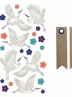 AUCUNE Stickers 3D Puffies Grues + 20 étiquettes Kraft Fanion