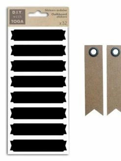 AUCUNE Stickers Ardoise Bannière + 20 étiquettes Kraft Fanion