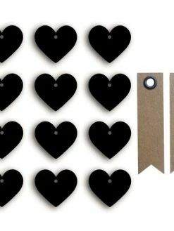 AUCUNE Stickers Ardoises Petits Cœurs + 20 étiquettes Kraft Fanion