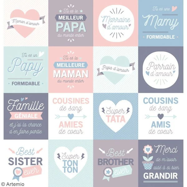 Stickers Artemio Texte - J'aime Ma Famille - 46 Pcs 2 Stickers Artemio Texte - J'aime Ma Famille - 46 Pcs – Image 2