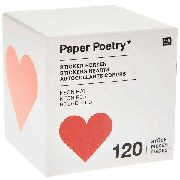 Rico Design Stickers - Coeur - Rouge Fluo - 5 Cm - 120 Pcs 4 Rico Design Stickers - Coeur - Rouge Fluo - 5 Cm - 120 Pcs – Image 4