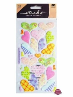 EK Success Stickers Coeurs En Vélin Sticko 17 X 10 Cm Scrapbooking Carterie Créative