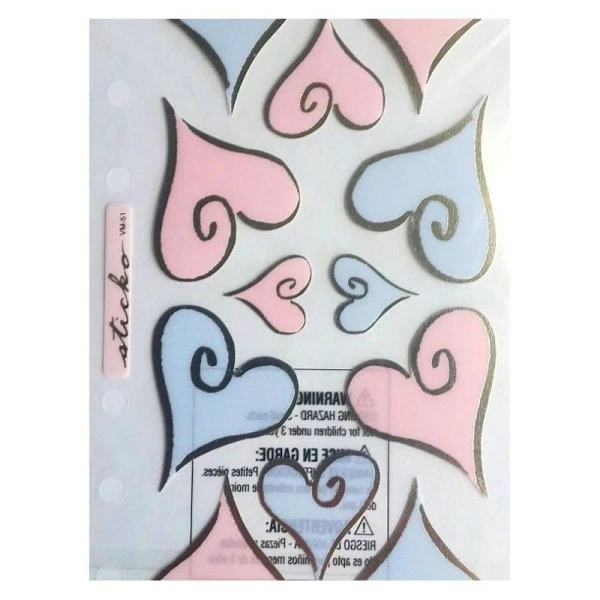 Stickers Coeurs En Vélin Sticko 17 X 10 Cm Scrapbooking 2 Stickers Coeurs En Vélin Sticko 17 X 10 Cm Scrapbooking – Image 2