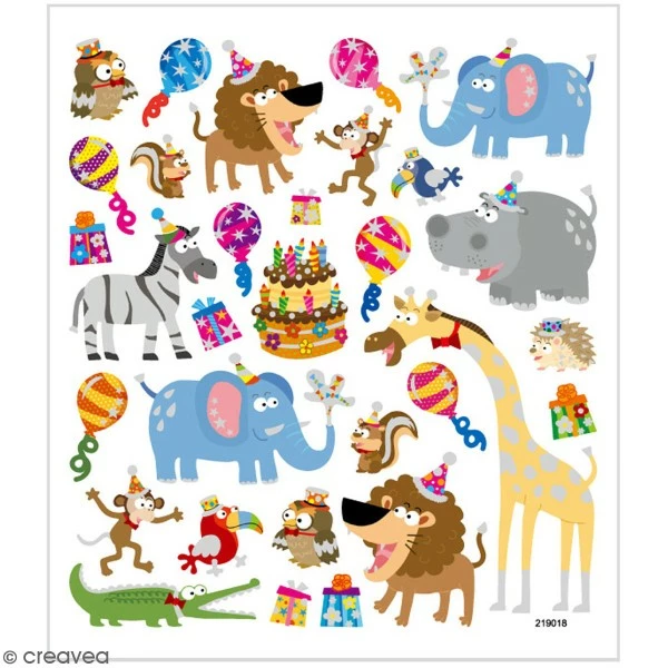 Creativ Company Stickers Creotime - Animaux Et Anniversaire - 28 Pcs Environ 1 Creativ Company Stickers Creotime - Animaux Et Anniversaire - 28 Pcs Environ