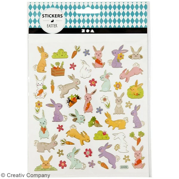 Creativ Company Stickers Creotime - Lapins De Pâques - 47 Pcs Environ 2 Creativ Company Stickers Creotime - Lapins De Pâques - 47 Pcs Environ – Image 2