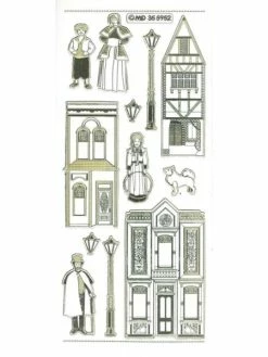 Studio Light Bv Stickers Double Embossage Maison Victorienne MD355952 Blanc Doré