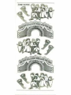 Studio Light Bv Stickers Double Embossage Patinage Pont Hiver MD355954 Blanc Doré