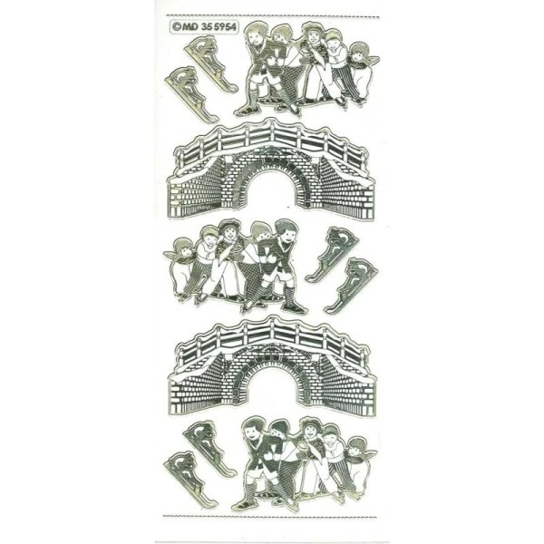 Studio Light Bv Stickers Double Embossage Patinage Pont Hiver MD355954 Blanc Doré 1 Studio Light Bv Stickers Double Embossage Patinage Pont Hiver MD355954 Blanc Doré