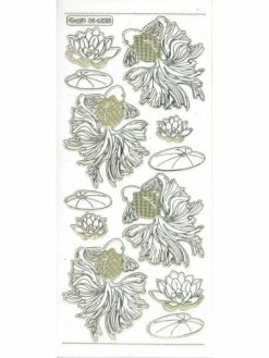 Studio Light Bv Stickers Double Embossage Poisson Rouge Asie MD356223 Blanc Doré