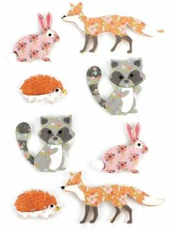 Graine Créative Stickers Effet 3D Animaux De La Forêt - 8 Autocollants
