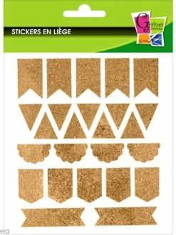 Graine Créative Stickers En Liège - Fanions - 25 Pcs