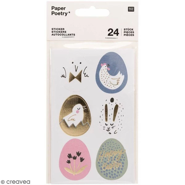 Rico Design Stickers En Papier - Oeufs De Pâques - 24 Pcs 1 Rico Design Stickers En Papier - Oeufs De Pâques - 24 Pcs