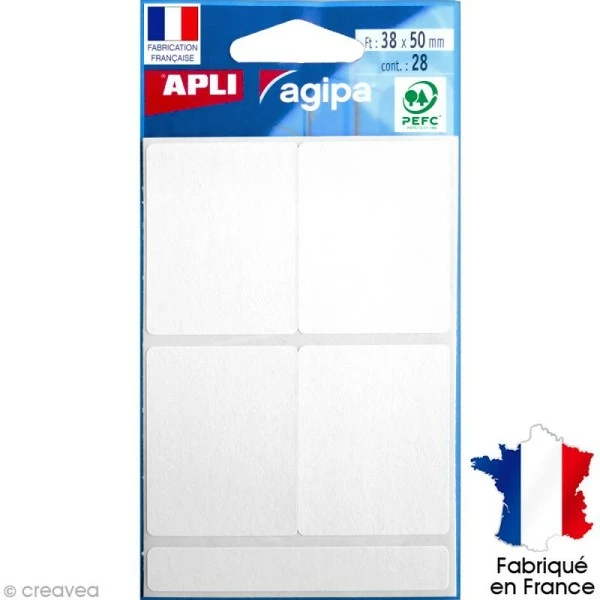 Apli Stickers étiquettes Rectangulaires Blanc - 3,8 X 5 Cm - 28 Pcs 1 Apli Stickers étiquettes Rectangulaires Blanc - 3,8 X 5 Cm - 28 Pcs