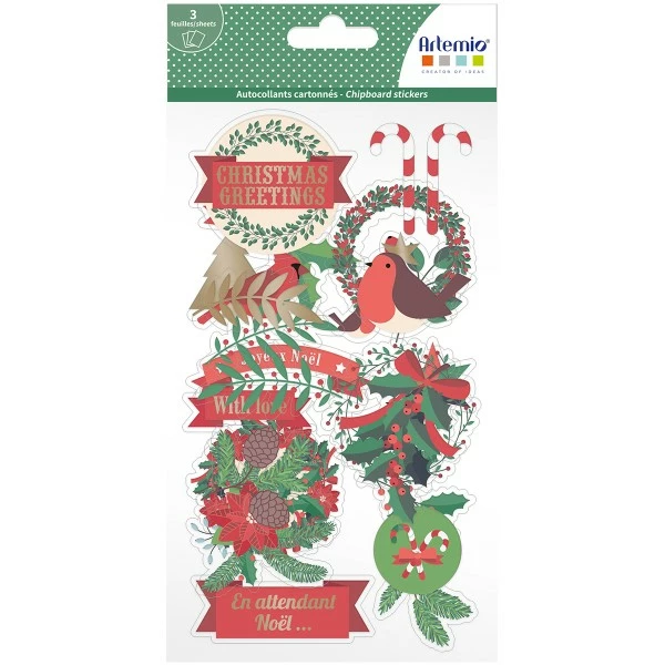 Artemio Stickers Fantaisie Cartonnés - Joyeux Noël - 26 Pcs 1 Artemio Stickers Fantaisie Cartonnés - Joyeux Noël - 26 Pcs