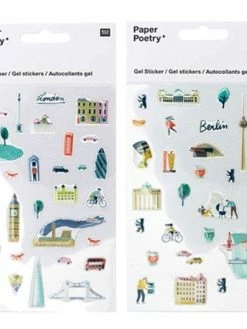 Rico Design Stickers Gel Transparent - Londres, Berlin
