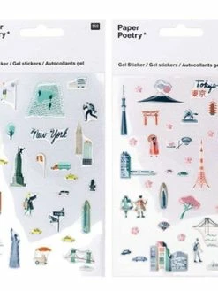 Rico Design Stickers Gel Transparent - New-York, Tokyo