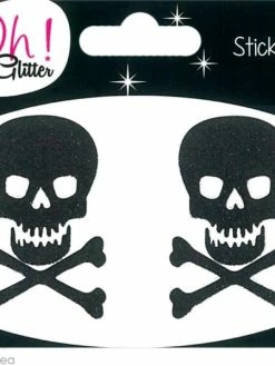 Draeger By Toga Stickers Oh ! Glitter - Tête De Mort Paillettée - Noir X 2