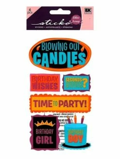EK Success Stickers Pailletés Anniversaire Birthday Sticko 17 X 10 Cm Scrapbooking Carterie Créative