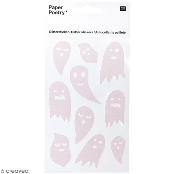 Stickers Pailletés Halloween Rico Design - Fantômes Blancs - 10 Pcs 1 Stickers Pailletés Halloween Rico Design - Fantômes Blancs - 10 Pcs