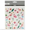 Creativ Company Stickers Plastifiés - Flamant Roses - Détails Paillettes Argentées - 37 Pcs
