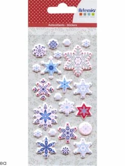 Artemio Stickers Puffies Folk - Flocons - 22 Autocollants