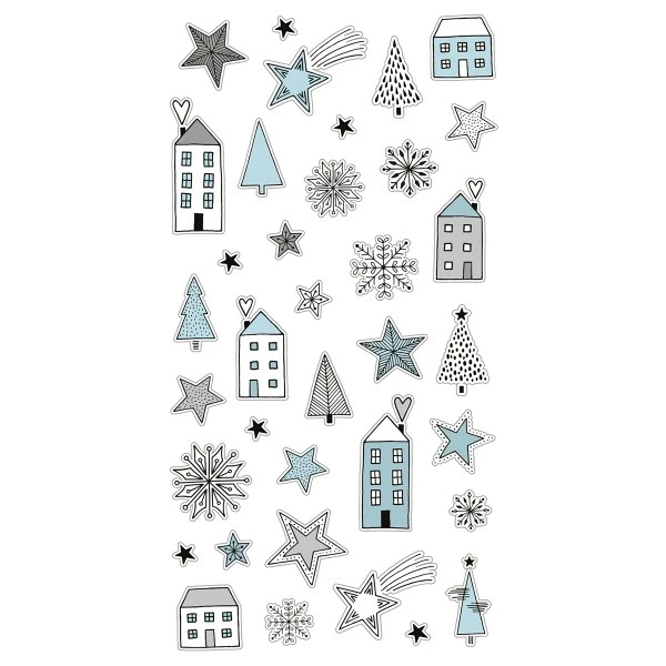 Artemio Stickers Puffies Noël Cosy - Maisons Et Etoiles - 37 Pcs Environ 2 Artemio Stickers Puffies Noël Cosy - Maisons Et Etoiles - 37 Pcs Environ – Image 2